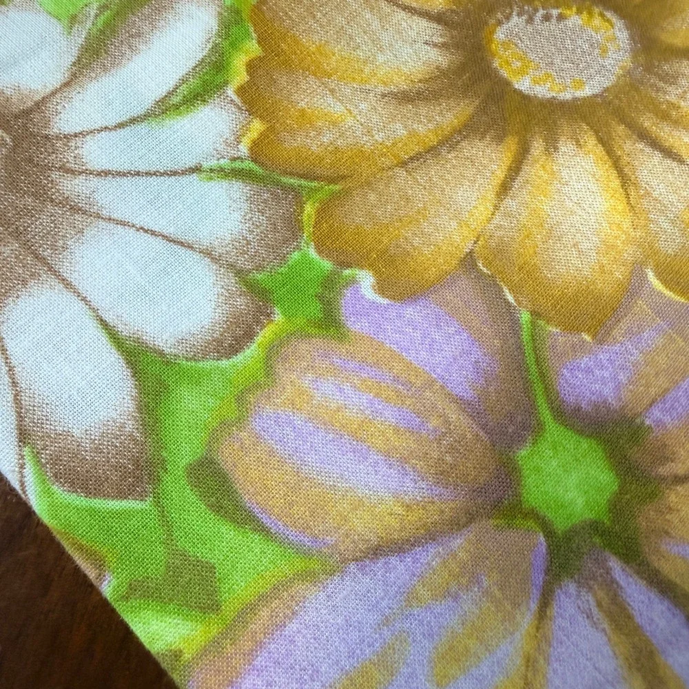 Monticello Cannon Flat Sheet Full Yellow Daisy Vintage Retro 70s No Iron Muslin